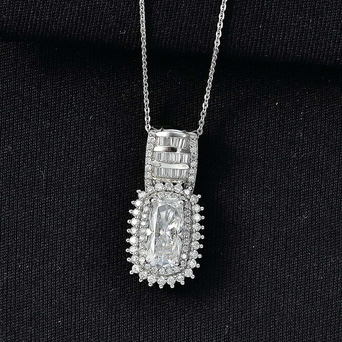 D'Joy Moissanite 3.60 ctw Pendant Necklace in Rhodium Over Sterling Silver 18 Inches  image number 1