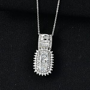 D'Joy Moissanite 3.60 ctw Pendant Necklace in Rhodium Over Sterling Silver 18 Inches 