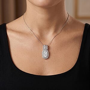 D'Joy Moissanite 3.60 ctw Pendant Necklace in Rhodium Over Sterling Silver 18 Inches 