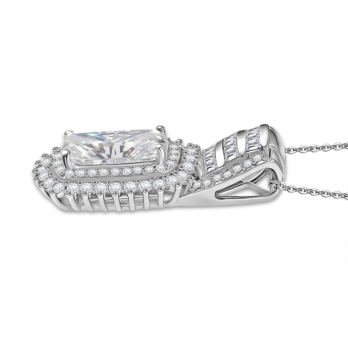 D'Joy Moissanite 3.60 ctw Pendant Necklace in Rhodium Over Sterling Silver 18 Inches  image number 3