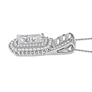 D'Joy Moissanite 3.60 ctw Pendant Necklace in Rhodium Over Sterling Silver 18 Inches 