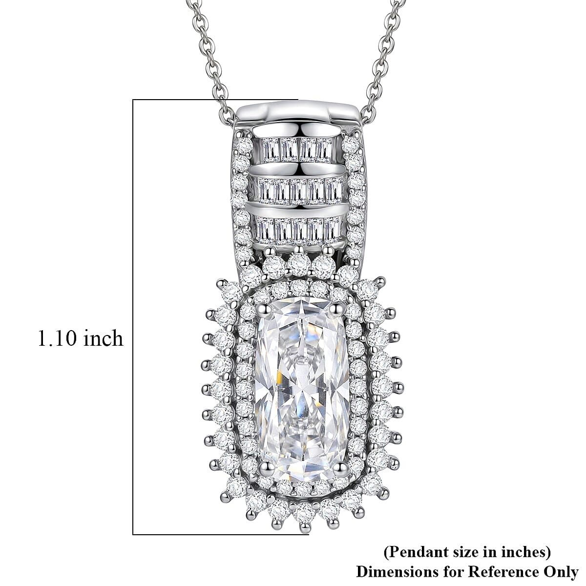D'Joy Moissanite 3.60 ctw Pendant Necklace in Rhodium Over Sterling Silver 18 Inches  image number 5