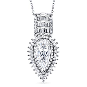 D'Joy Moissanite 3.00 ctw Pendant Necklace in Rhodium Over Sterling Silver 18 Inches 