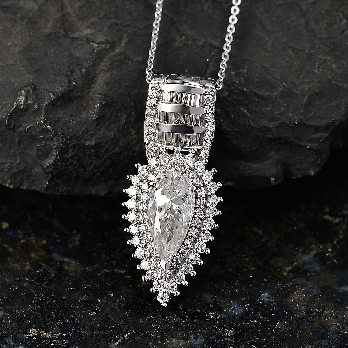 D'Joy Moissanite 3.00 ctw Pendant Necklace in Rhodium Over Sterling Silver 18 Inches  image number 1