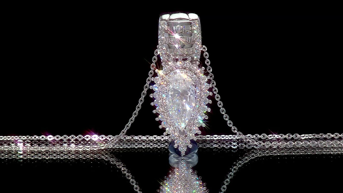 D'Joy Moissanite 3.40 ctw Pendant Necklace in Rhodium Over Sterling Silver 18 Inches