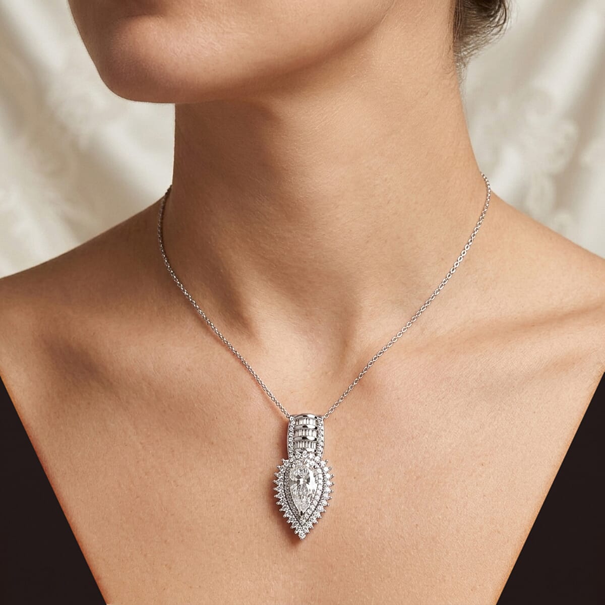 D'Joy Moissanite 3.00 ctw Pendant Necklace in Rhodium Over Sterling Silver 18 Inches  image number 2
