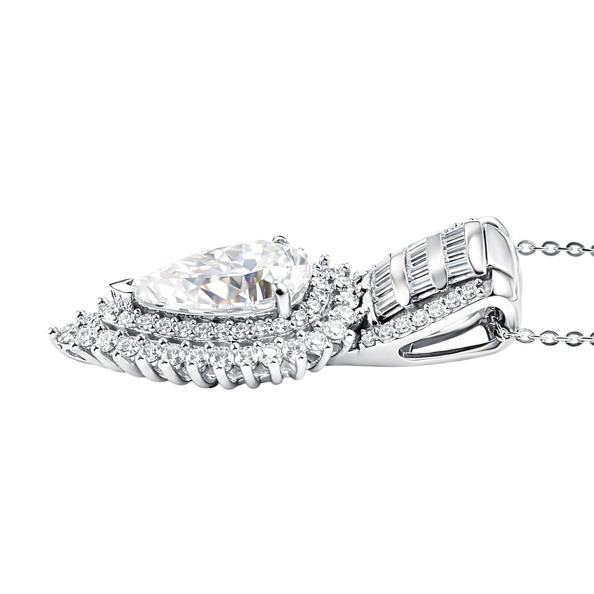D'Joy Moissanite 3.00 ctw Pendant Necklace in Rhodium Over Sterling Silver 18 Inches  image number 3