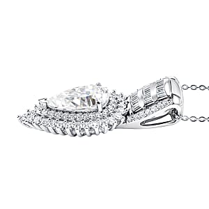 D'Joy Moissanite 3.00 ctw Pendant Necklace in Rhodium Over Sterling Silver 18 Inches 