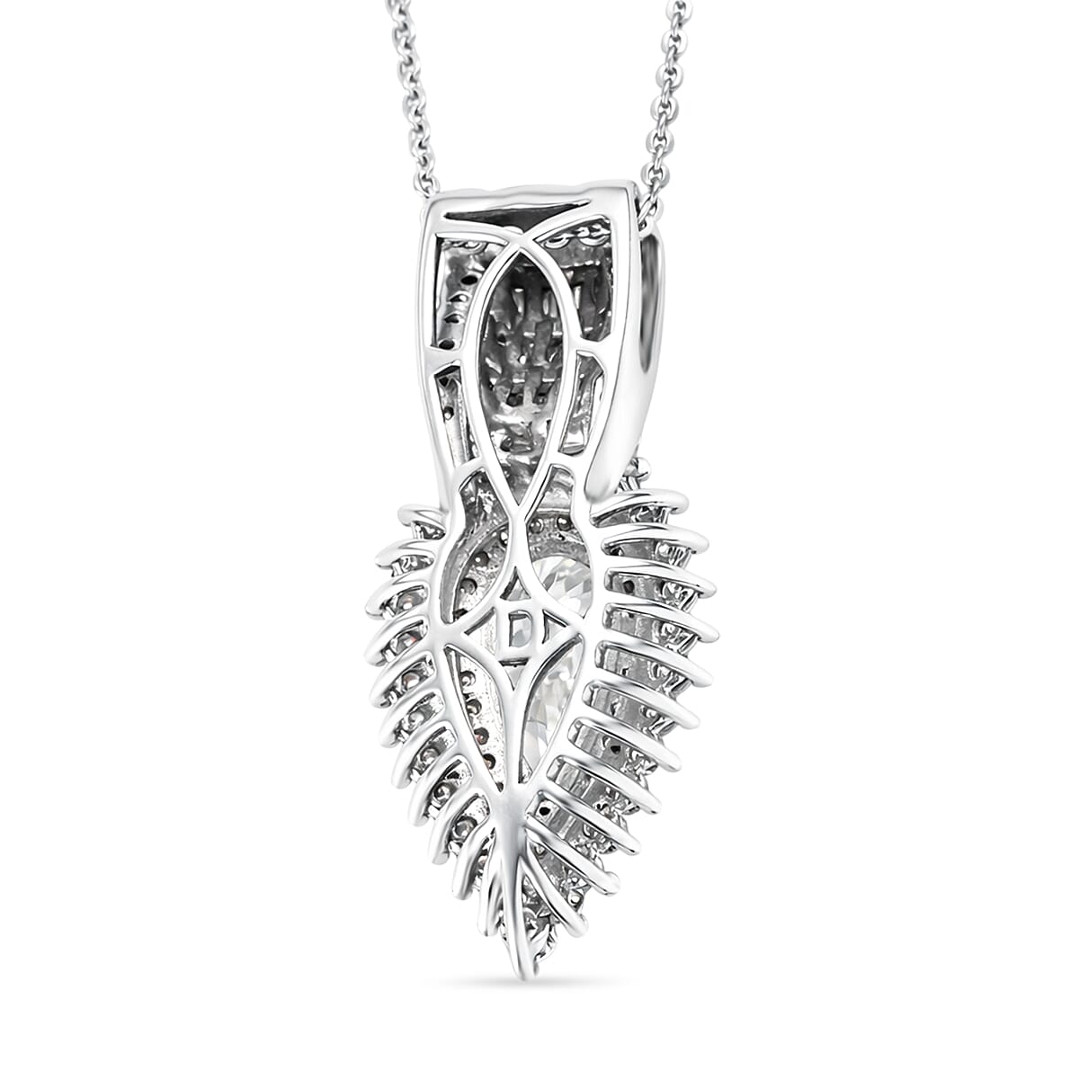 D'Joy Moissanite 3.00 ctw Pendant Necklace in Rhodium Over Sterling Silver 18 Inches  image number 4