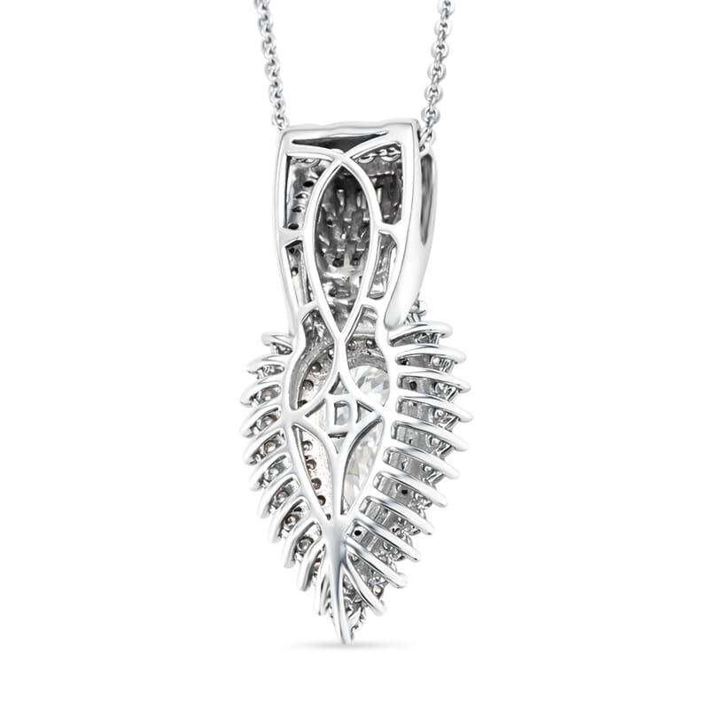 D'Joy Moissanite 3.00 ctw Royal Radiance Pendant Necklace in Rhodium Over Sterling Silver 18 Inches