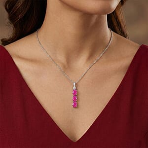 Certified & Appraised D'Joy Premium Montepuez Ruby and Moissanite 3.77 ctw Pendant Necklace in Rhodium Over Sterling Silver 20 Inches
