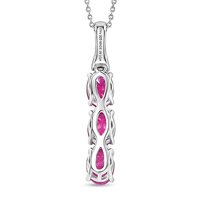 Certified & Appraised D'Joy Premium Montepuez Ruby and Moissanite 3.77 ctw Pendant Necklace in Rhodium Over Sterling Silver 20 Inches