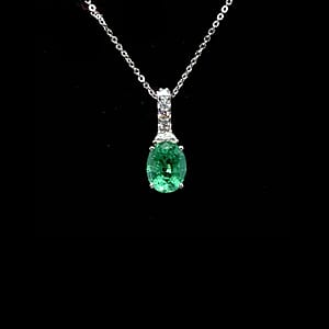 Certified & Appraised D'Joy Premium Kagem Zambian Emerald and Moissanite 1.90 ctw Pendant Necklace (20 Inches) in Rhodium Over Sterling Silver