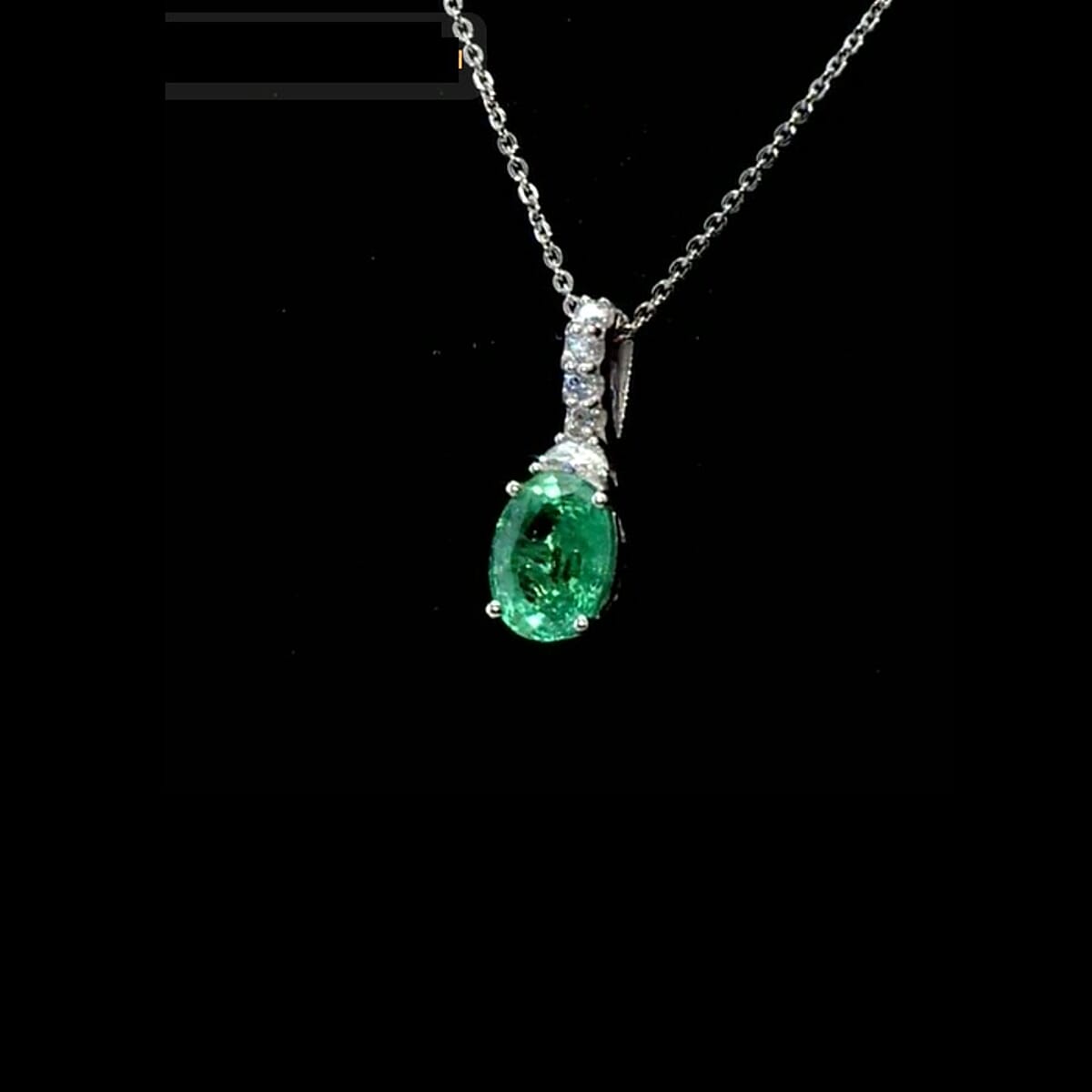 Certified & Appraised D'Joy Premium Kagem Zambian Emerald and Moissanite 1.90 ctw Pendant Necklace (20 Inches) in Rhodium Over Sterling Silver image number 1