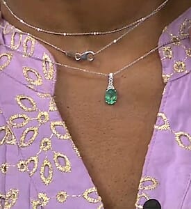 Certified & Appraised D'Joy Premium Kagem Zambian Emerald and Moissanite 1.90 ctw Pendant Necklace (20 Inches) in Rhodium Over Sterling Silver