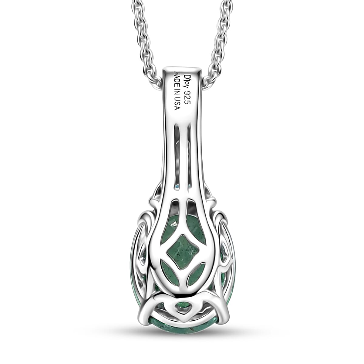 Certified & Appraised D'Joy Premium Kagem Zambian Emerald and Moissanite 1.90 ctw Pendant Necklace (20 Inches) in Rhodium Over Sterling Silver