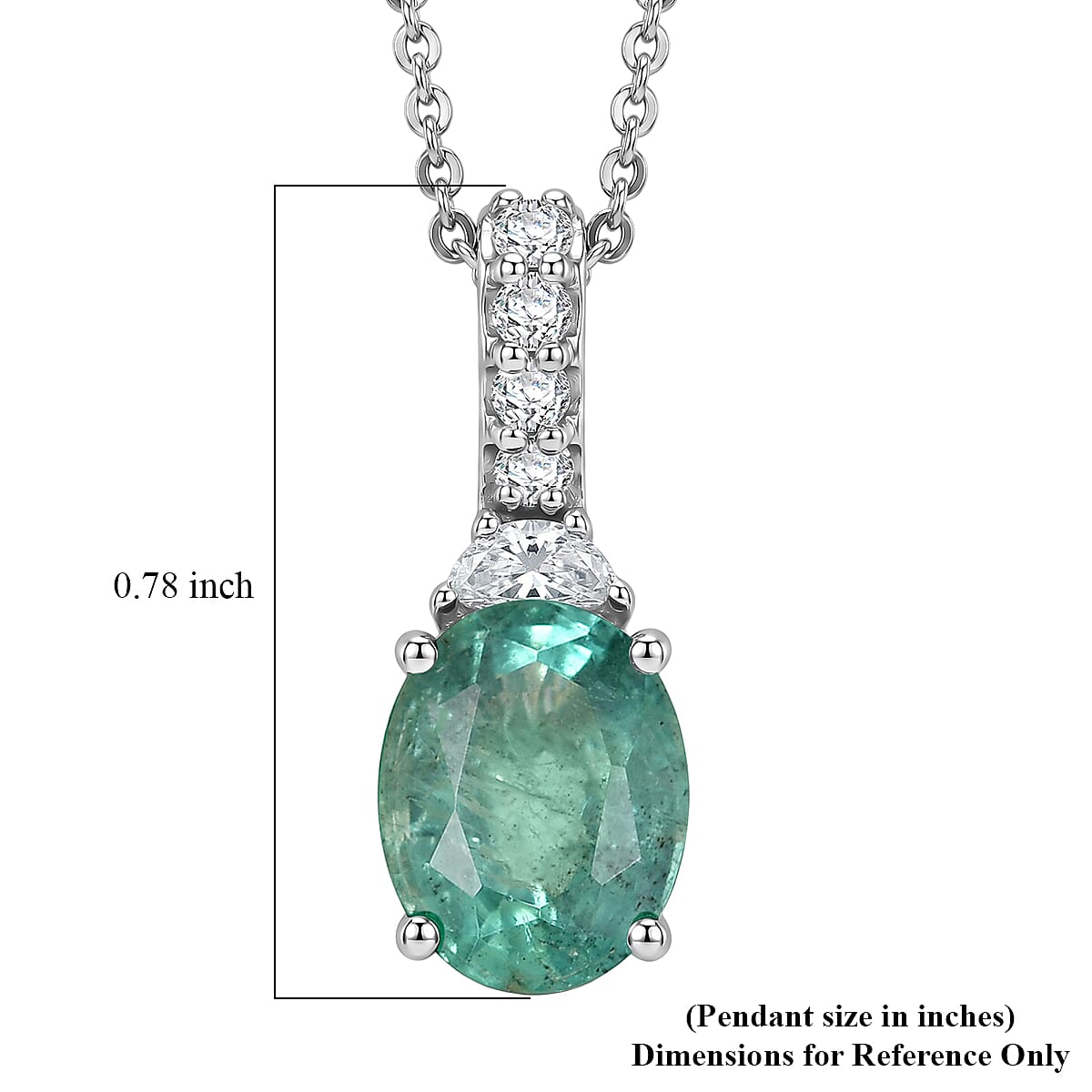 Certified & Appraised D'Joy Premium Kagem Zambian Emerald and Moissanite 1.90 ctw Pendant Necklace (20 Inches) in Rhodium Over Sterling Silver