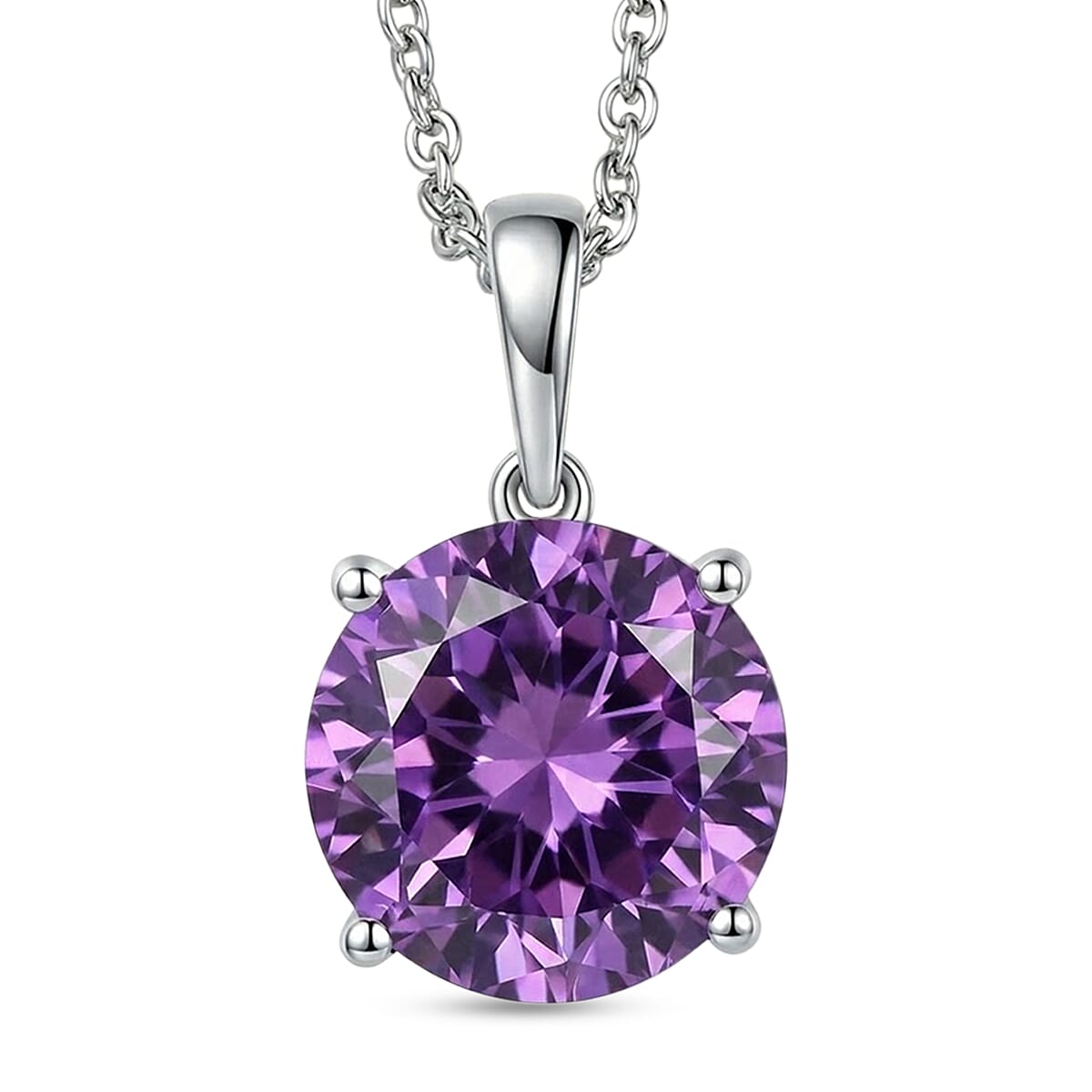 EverTrue Rose De France Amethyst 6.65 ctw Pendant Necklace in Stainless Steel 20 Inches