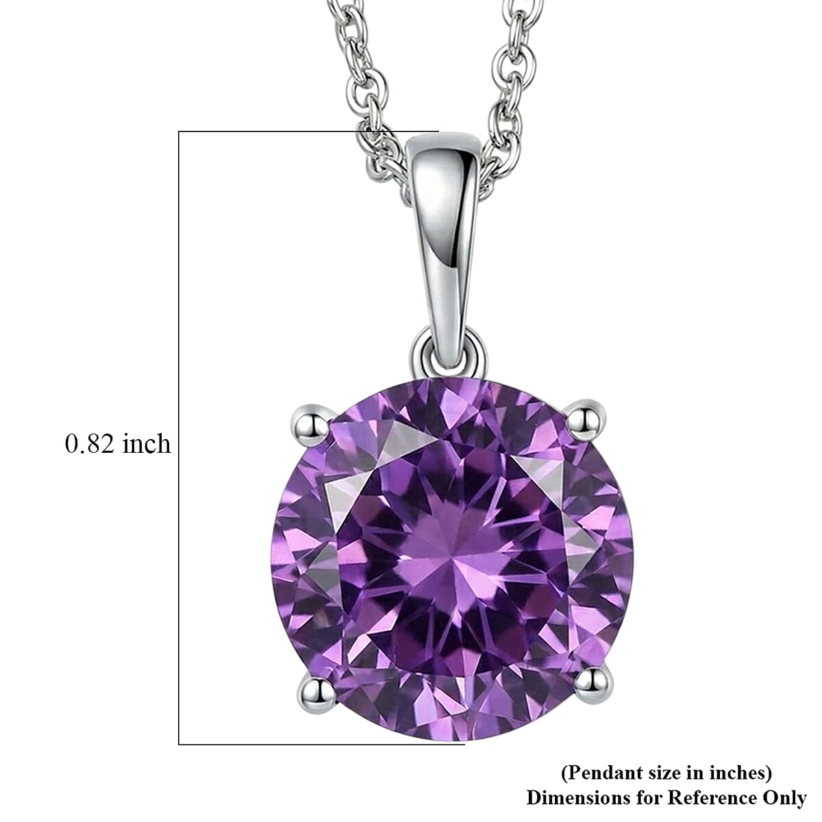 EverTrue Rose De France Amethyst 6.65 ctw Pendant Necklace in Stainless Steel 20 Inches