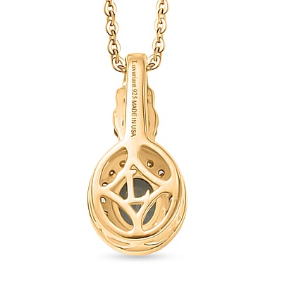Narsipatnam Alexandrite and Luxuriant Lab Grown Diamond G-H SI 0.50 ctw Crown Halo Pendant Necklace in 18K Vermeil Yellow Gold Over Sterling Silver 20 Inches