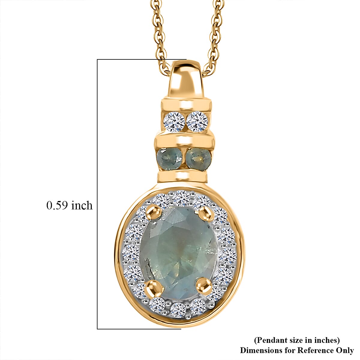Narsipatnam Alexandrite and Luxuriant Lab Grown Diamond G-H SI 0.50 ctw Crown Halo Pendant Necklace in 18K Vermeil Yellow Gold Over Sterling Silver 20 Inches  image number 5