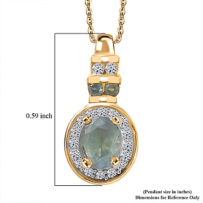 Narsipatnam Alexandrite and Luxuriant Lab Grown Diamond G-H SI 0.50 ctw Crown Halo Pendant Necklace in 18K Vermeil Yellow Gold Over Sterling Silver 20 Inches