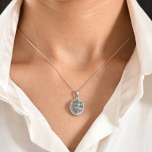 D'Joy Narsipatnam Alexandrite and Moissanite 1.60 ctw Twilight Tapestry Pendant Necklace in Rhodium Over Sterling Silver 20 Inches 