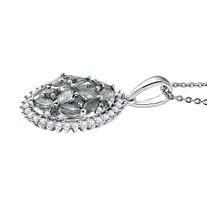 D'Joy Narsipatnam Alexandrite and Moissanite 1.60 ctw Twilight Tapestry Pendant Necklace in Rhodium Over Sterling Silver 20 Inches 