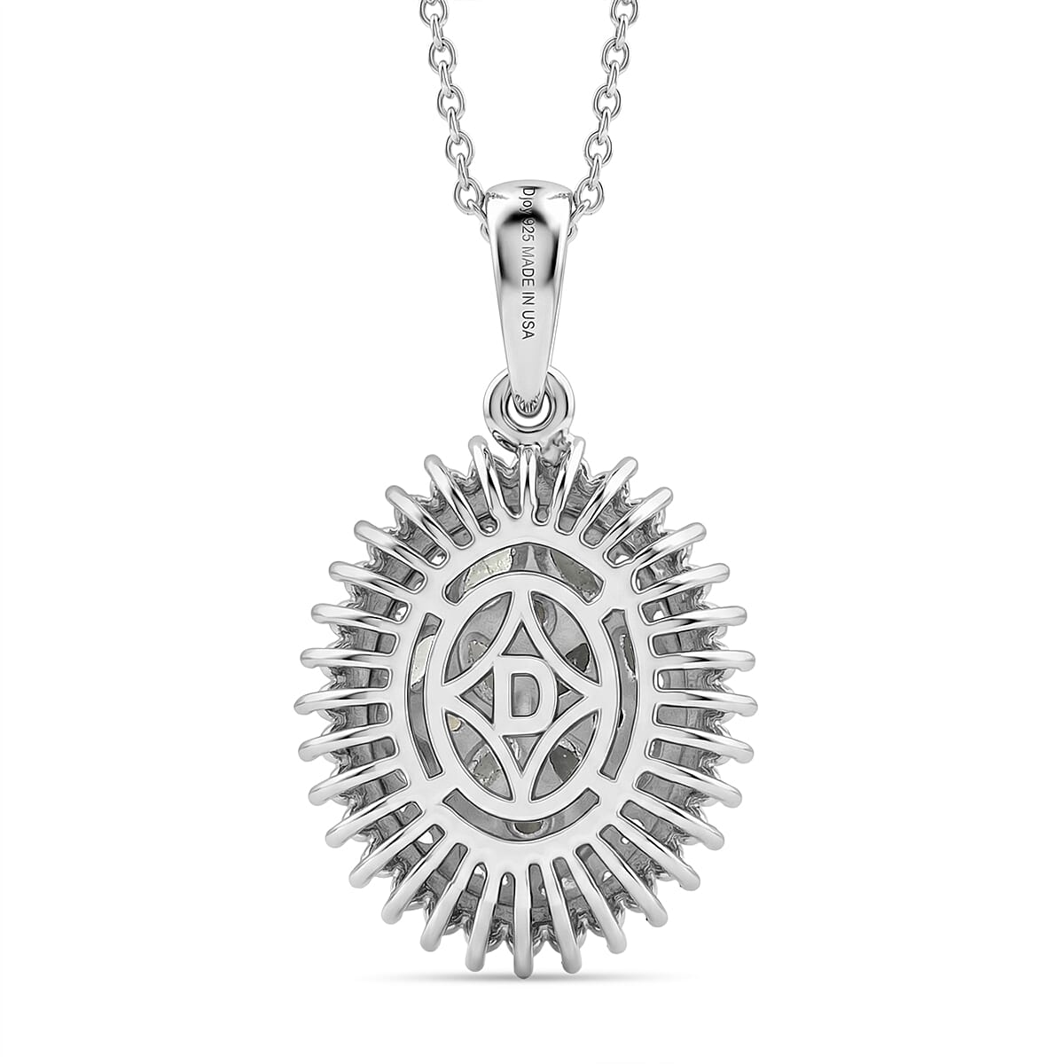 D'Joy Narsipatnam Alexandrite and Moissanite 1.60 ctw Twilight Tapestry Pendant Necklace in Rhodium Over Sterling Silver 20 Inches