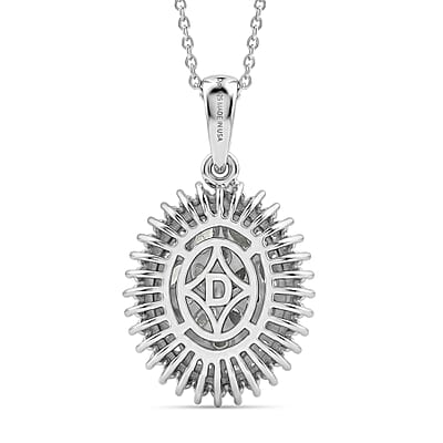 D'Joy Narsipatnam Alexandrite and Moissanite 1.60 ctw Twilight Tapestry Pendant Necklace in Rhodium Over Sterling Silver 20 Inches