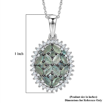 D'Joy Narsipatnam Alexandrite and Moissanite 1.60 ctw Twilight Tapestry Pendant Necklace in Rhodium Over Sterling Silver 20 Inches