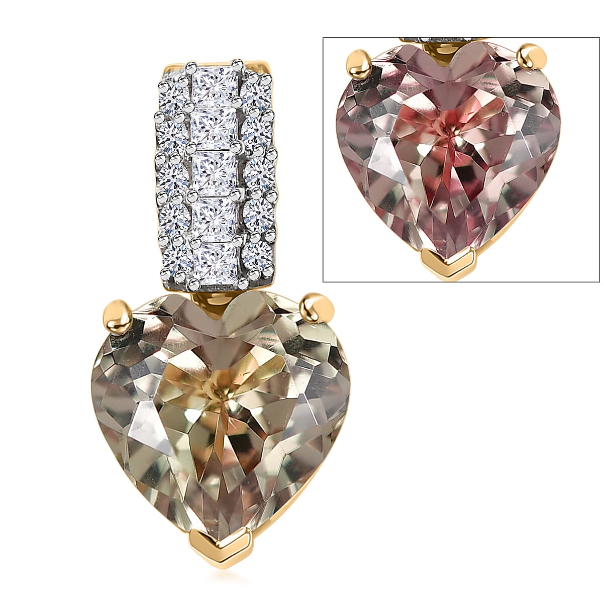 Certified and Appraised AAA Turkizite and Luxuriant Lab Grown Diamond G-H SI 3.26 ctw Pendant Necklace in 10K Yellow Gold (20 Inches)