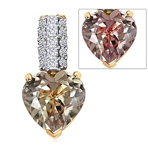 Certified & Appraised AAA Turkizite and Luxuriant Lab Grown Diamond G-H SI 3.26 ctw Pendant Necklace in 10K Yellow Gold (20 Inches) (Del. in 7-10 days)