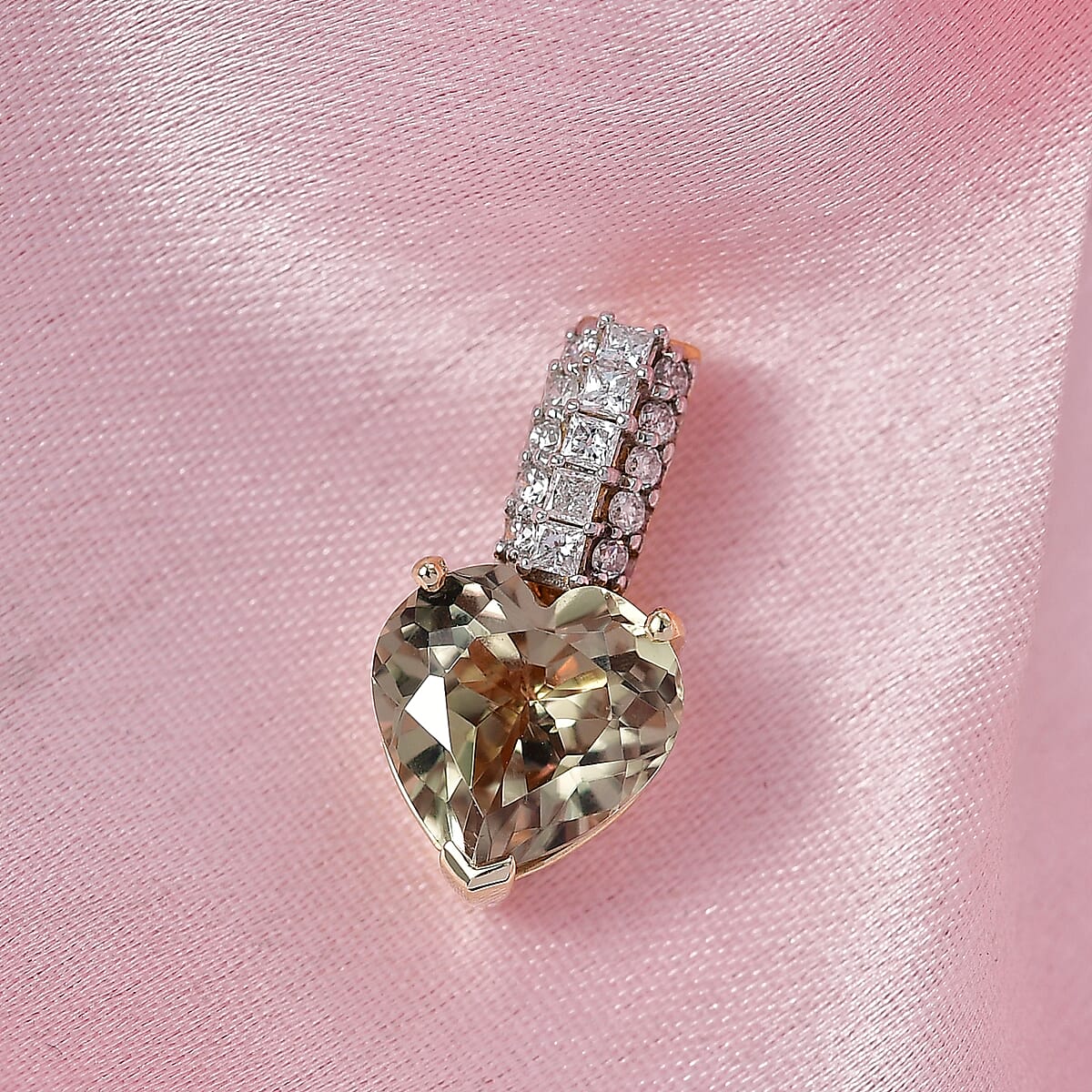 Certified & Appraised AAA Turkizite and Luxuriant Lab Grown Diamond G-H SI 3.26 ctw Pendant Necklace in 10K Yellow Gold (20 Inches) (Del. in 7-10 days) image number 1