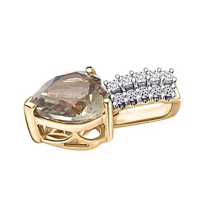 Certified & Appraised AAA Turkizite and Luxuriant Lab Grown Diamond G-H SI 3.26 ctw Pendant Necklace in 10K Yellow Gold (20 Inches) (Del. in 7-10 days)