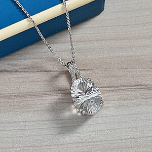 D'Joy White Topaz 7.90 ctw Royal Sparkle Pendant Necklace in Rhodium Over Sterling Silver 20 Inches 