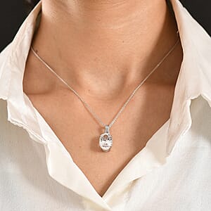 D'Joy White Topaz 7.90 ctw Royal Sparkle Pendant Necklace in Rhodium Over Sterling Silver 20 Inches 