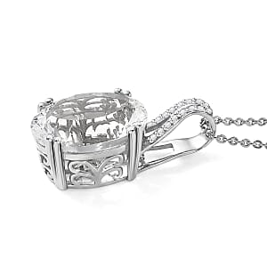 D'Joy White Topaz 7.90 ctw Royal Sparkle Pendant Necklace in Rhodium Over Sterling Silver 20 Inches 