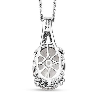 D'Joy White Topaz 7.90 ctw Royal Sparkle Pendant Necklace in Rhodium Over Sterling Silver 20 Inches