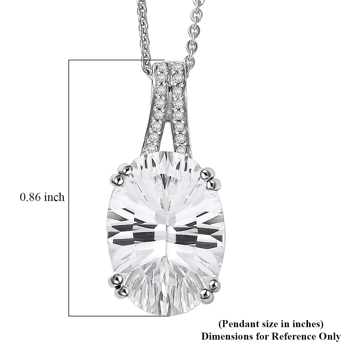D'Joy White Topaz 7.90 ctw Royal Sparkle Pendant Necklace in Rhodium Over Sterling Silver 20 Inches  image number 6