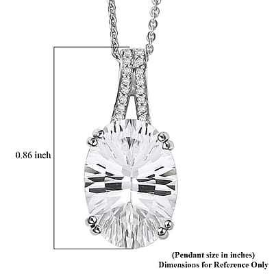 D'Joy White Topaz 7.90 ctw Royal Sparkle Pendant Necklace in Rhodium Over Sterling Silver 20 Inches