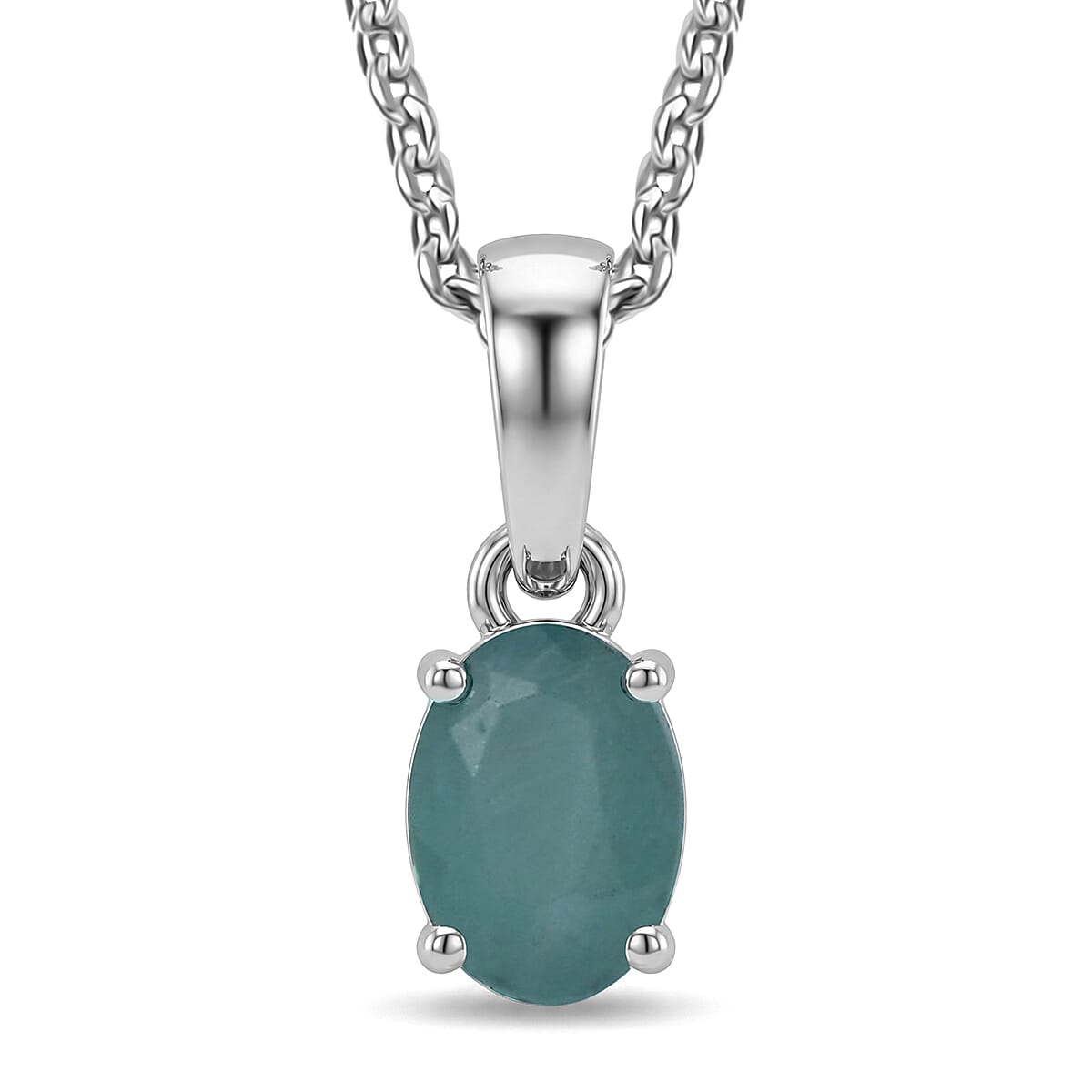 D'Joy Premium Grandidierite 0.50 ctw Solitaire Pendant Necklace in Rhodium Over Sterling Silver 20 Inches