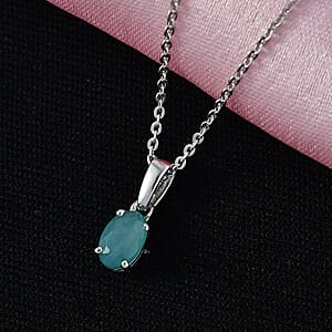 D'Joy Premium Grandidierite 0.50 ctw Pendant Necklace in Rhodium Over Sterling Silver 20 Inches 
