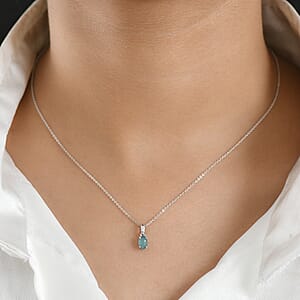 D'Joy Premium Grandidierite 0.50 ctw Pendant Necklace in Rhodium Over Sterling Silver 20 Inches 