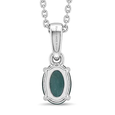 D'Joy Premium Grandidierite 0.50 ctw Solitaire Pendant Necklace in Rhodium Over Sterling Silver 20 Inches