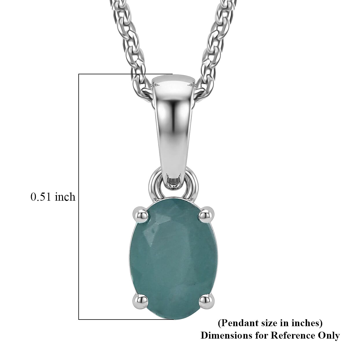 D'Joy Premium Grandidierite 0.50 ctw Solitaire Pendant Necklace in Rhodium Over Sterling Silver 20 Inches