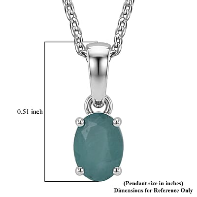 D'Joy Premium Grandidierite 0.50 ctw Solitaire Pendant Necklace in Rhodium Over Sterling Silver 20 Inches