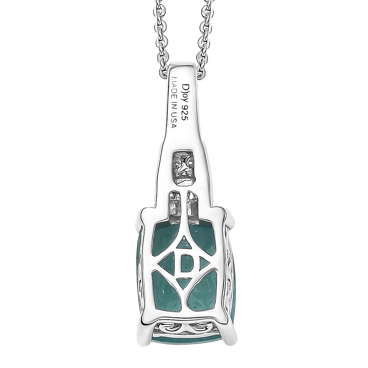 D'Joy Premium Grandidierite and Moissanite 2.35 ctw Timeless Rare Spark Pendant Necklace in Rhodium Over Sterling Silver 20 Inches