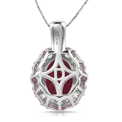D'Joy Niassa Ruby (FF) and Multi Gemstone 12.30 ctw Fiery Passion Pendant Necklace in Rhodium Over Sterling Silver 20 Inches