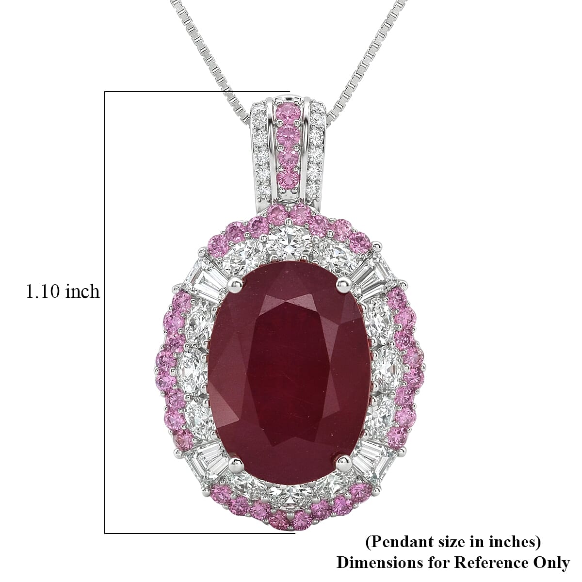 D'Joy Niassa Ruby (FF) and Multi Gemstone 11.30 ctw Pendant Necklace in Rhodium Over Sterling Silver 20 Inches image number 6